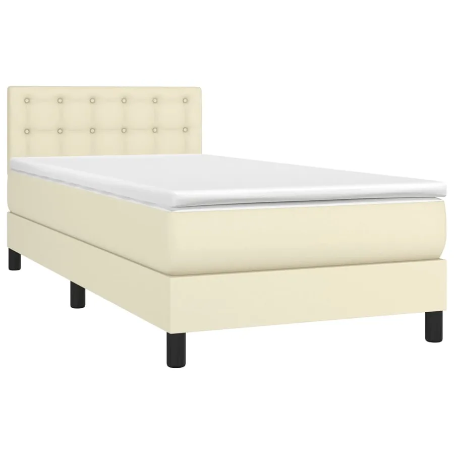 Sommier à lattes de lit avec matelas et LED Crème 100x200 cm - 3