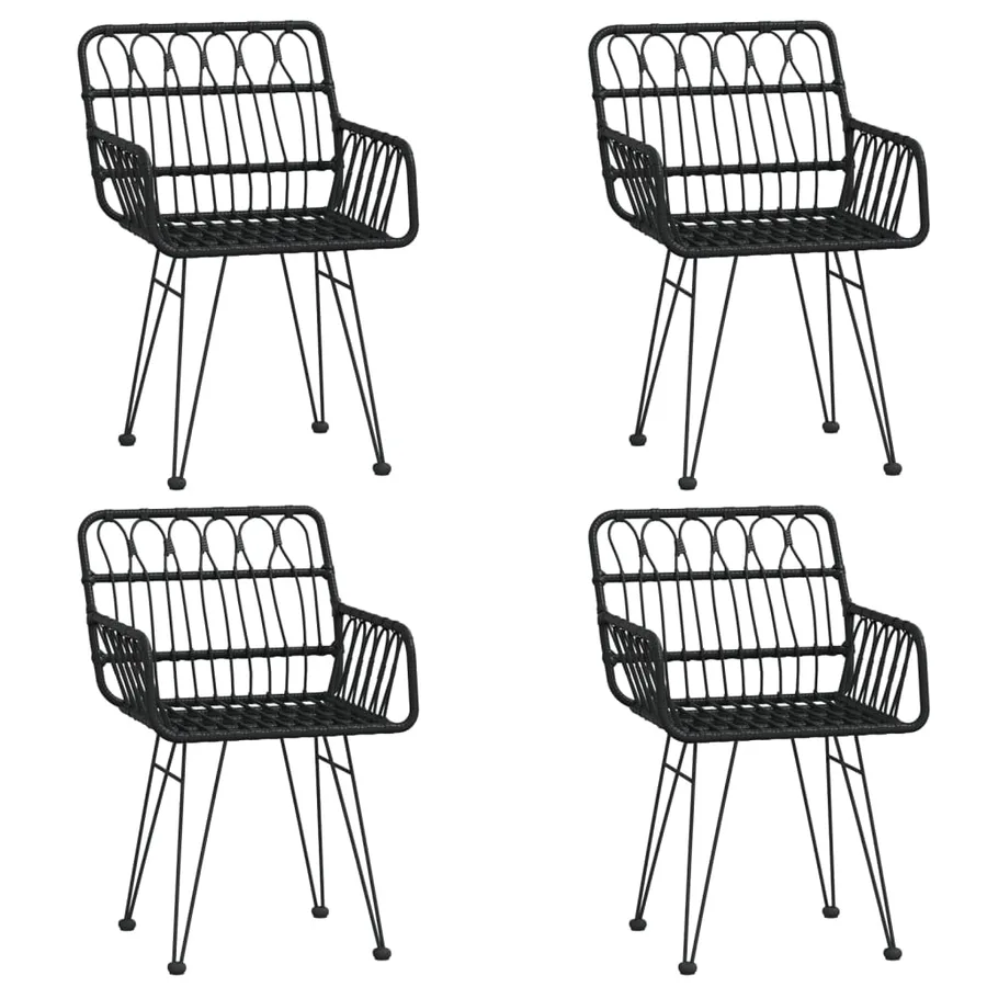 Ensemble à manger de jardin 5 pcs Noir Résine tressée - 4