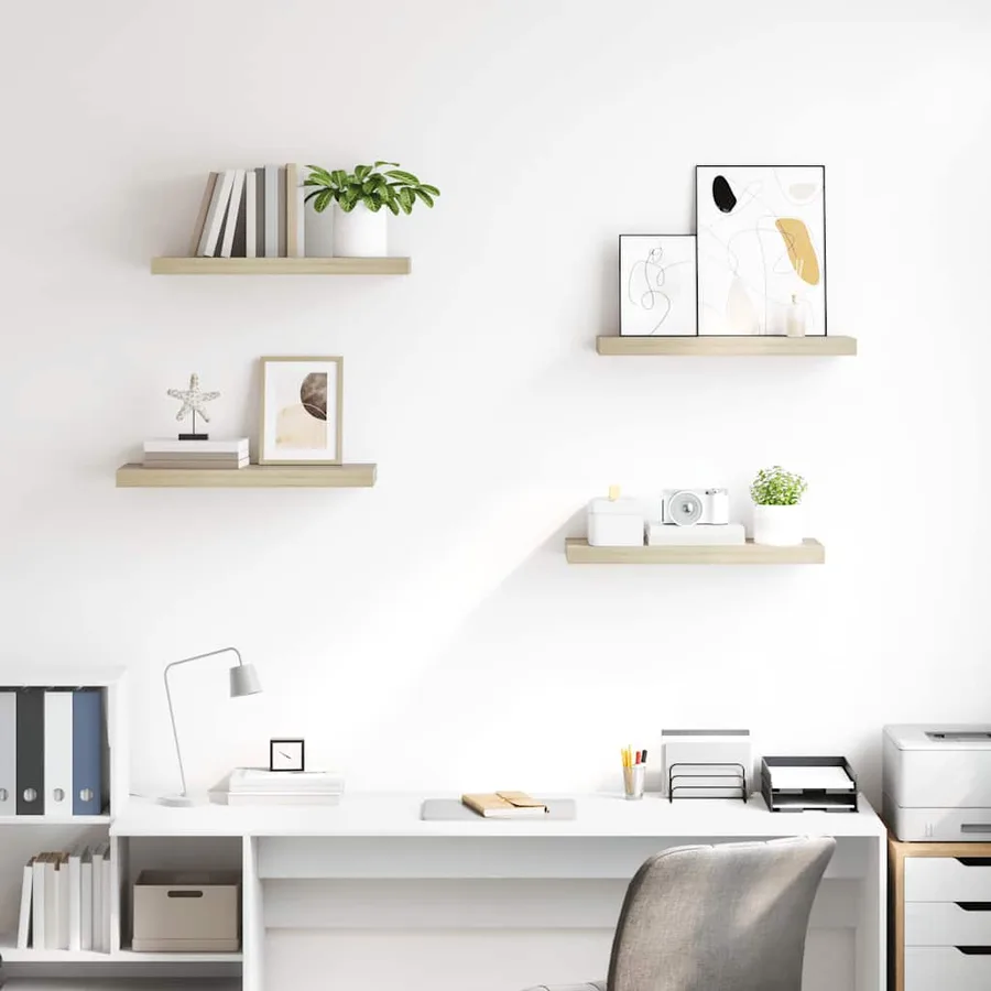 Étagères murales flottantes 4 pcs chêne 60x23,5x3,8 cm MDF - 3