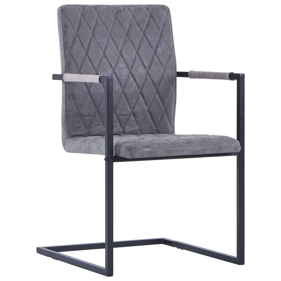 Chaises à manger cantilever lot de 2 gris foncé similicuir - 2