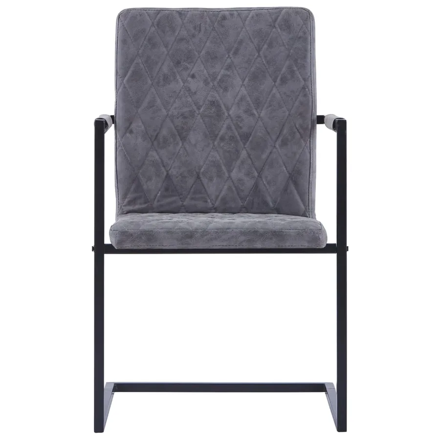 Chaises à manger cantilever lot de 2 gris foncé similicuir - 3