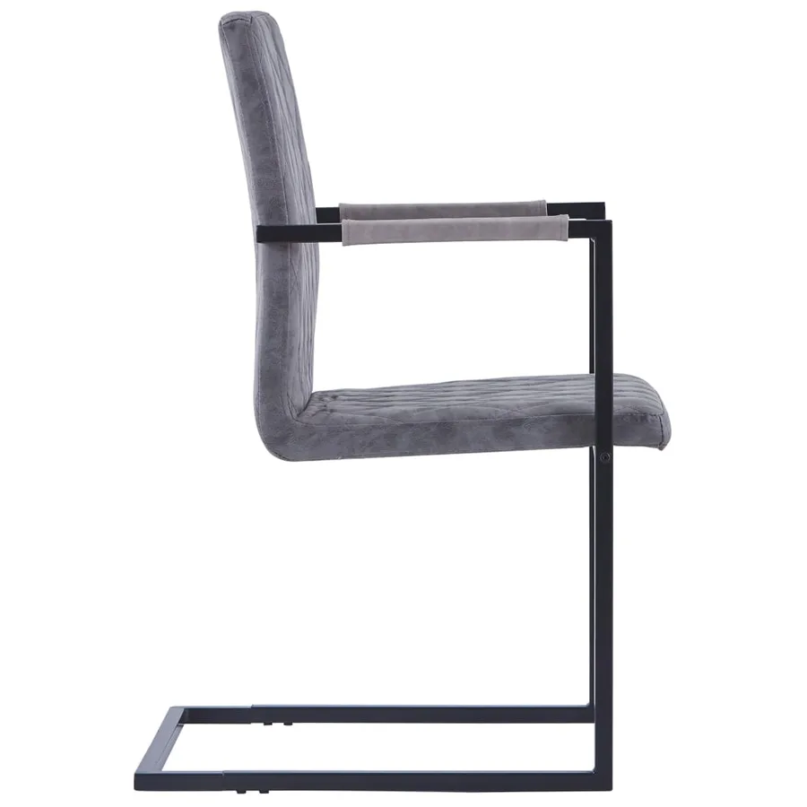 Chaises à manger cantilever lot de 2 gris foncé similicuir - 4