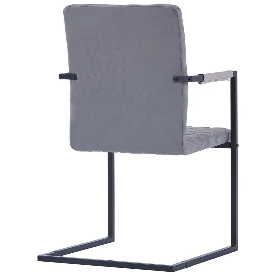 Chaises à manger cantilever lot de 2 gris foncé similicuir - 5