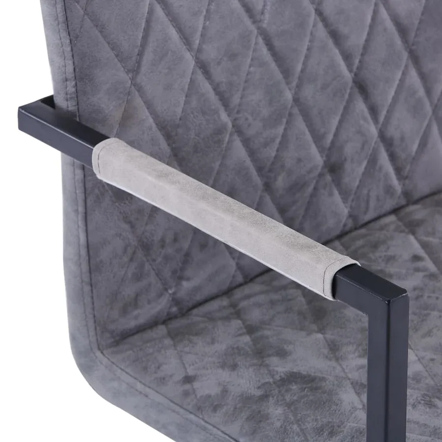 Chaises à manger cantilever lot de 2 gris foncé similicuir - 6