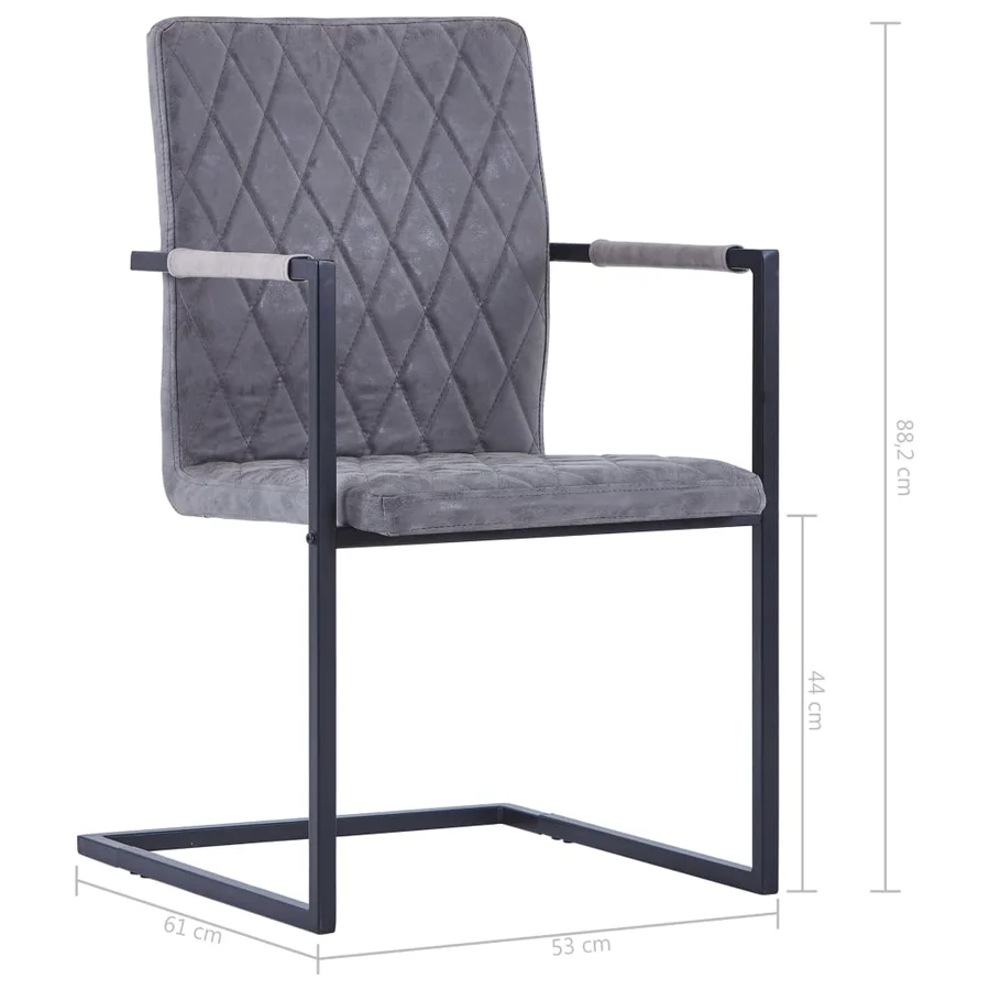 Chaises à manger cantilever lot de 2 gris foncé similicuir - 7