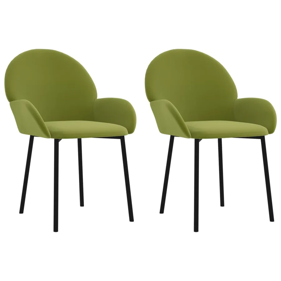Chaises à manger lot de 2 Vert clair Velours - 2