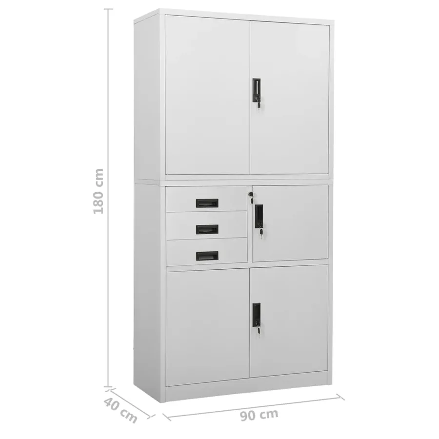 Armoire de bureau Gris clair 90x40x180 cm Acier - 10