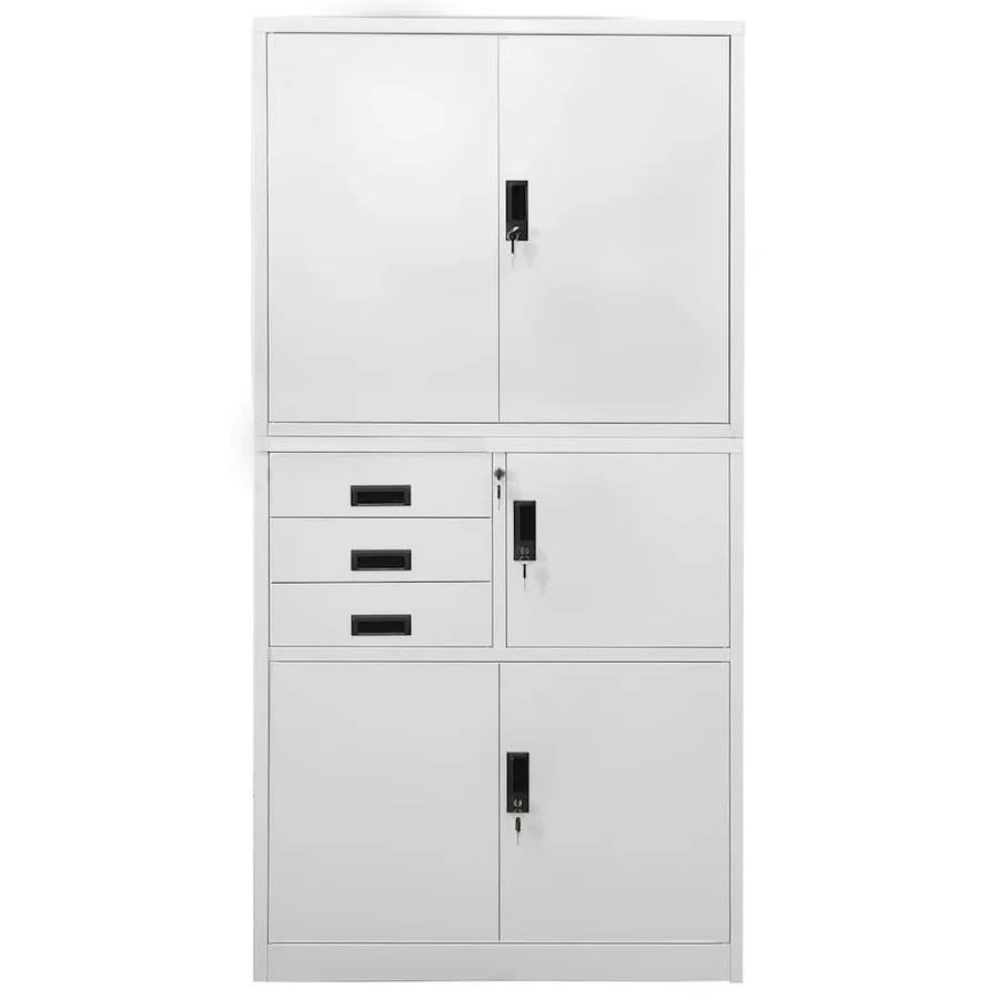 Armoire de bureau Gris clair 90x40x180 cm Acier - 2