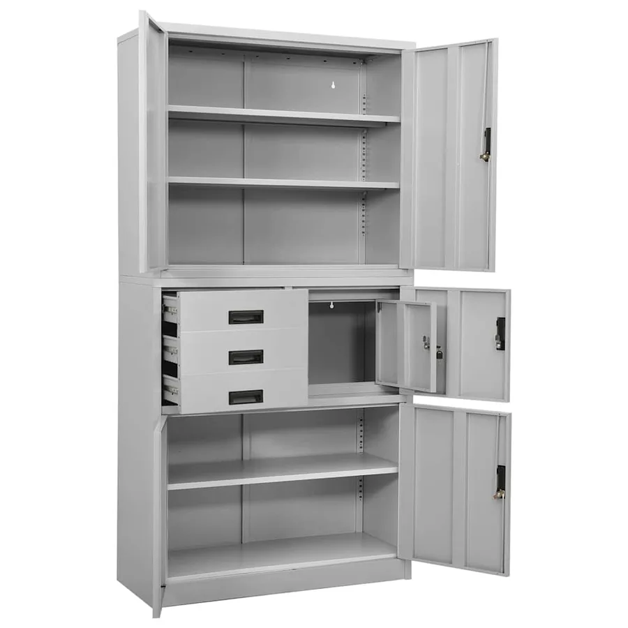 Armoire de bureau Gris clair 90x40x180 cm Acier - 5