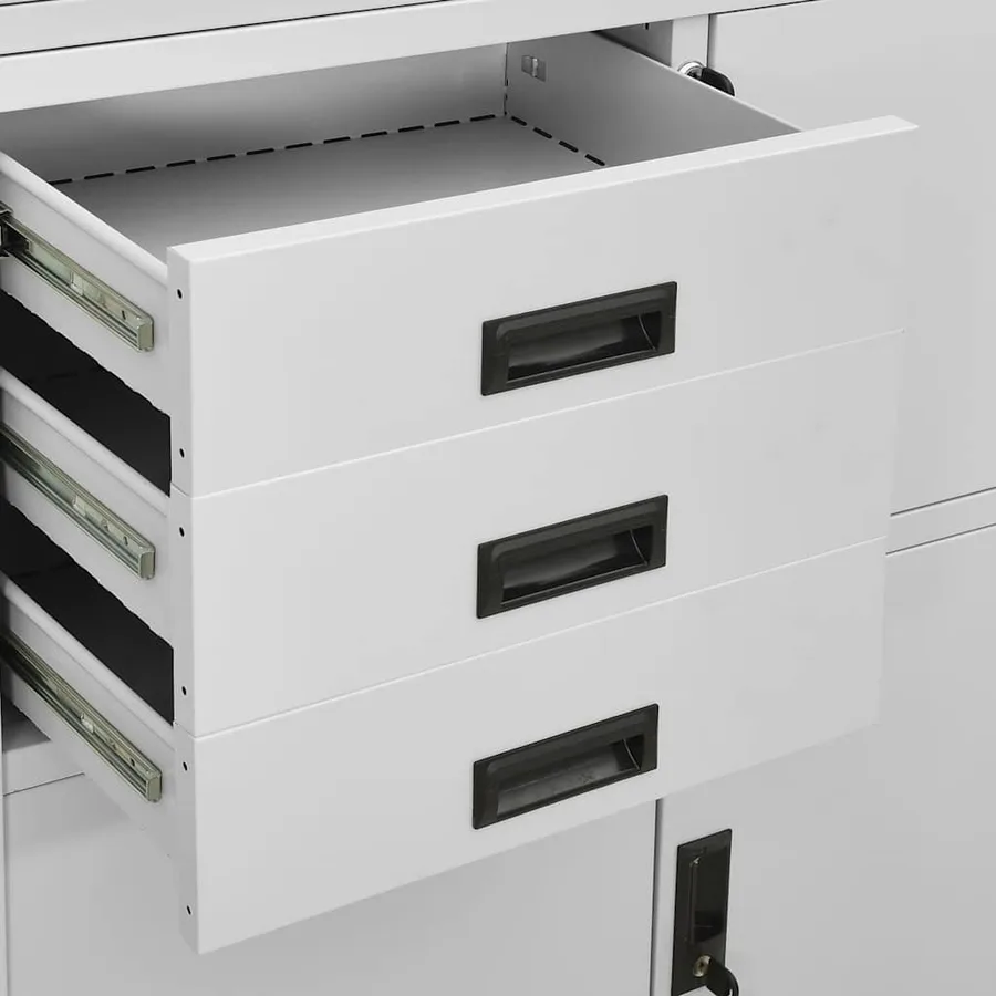 Armoire de bureau Gris clair 90x40x180 cm Acier - 7