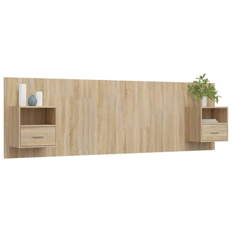 Tête de lit avec armoires chêne sonoma bois d'ingénierie - 3