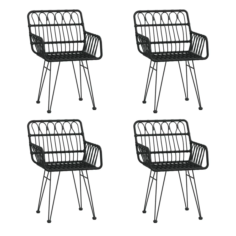 Ensemble à manger de jardin 5 pcs Noir Résine tressée - 4