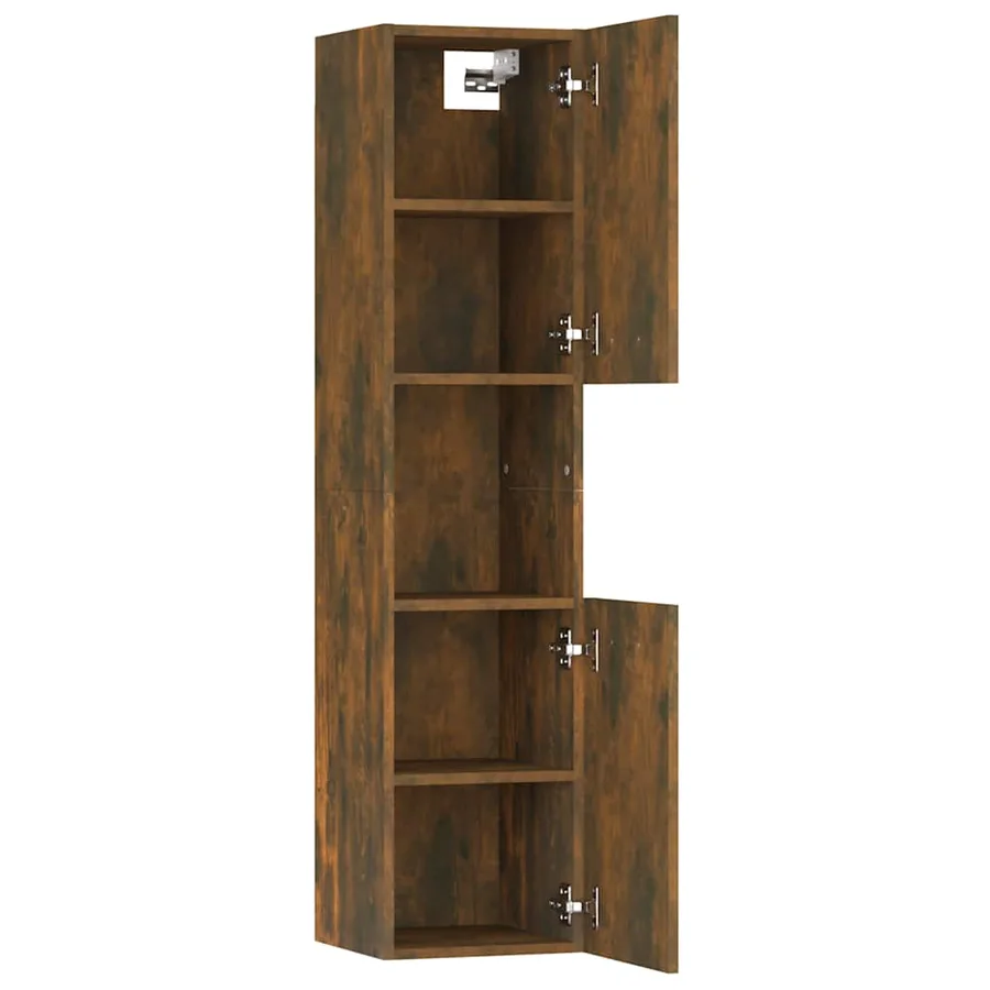 Armoire de bain Chêne fumé 30x30x130 cm Bois d'ingénierie - 6