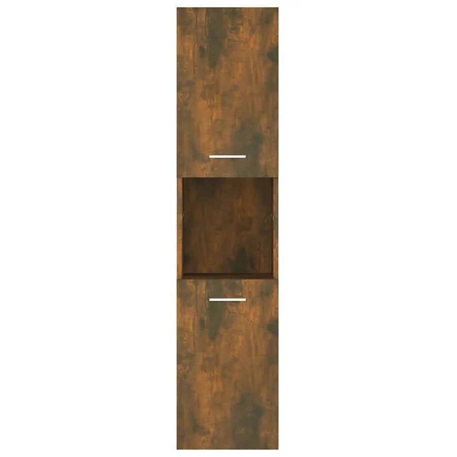 Armoire de bain Chêne fumé 30x30x130 cm Bois d'ingénierie - 7