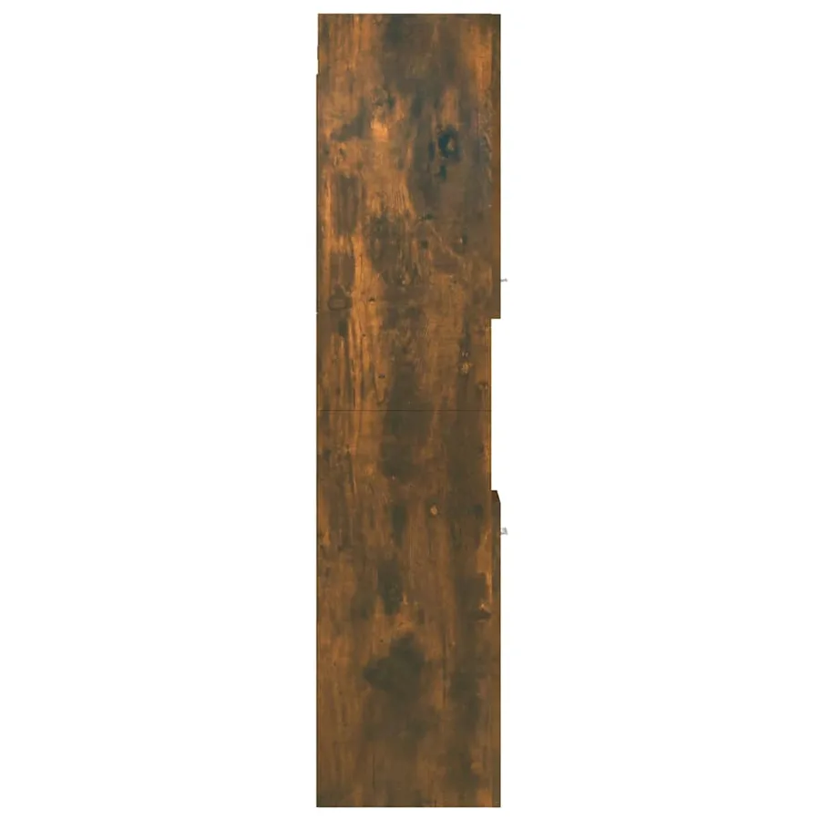 Armoire de bain Chêne fumé 30x30x130 cm Bois d'ingénierie - 8