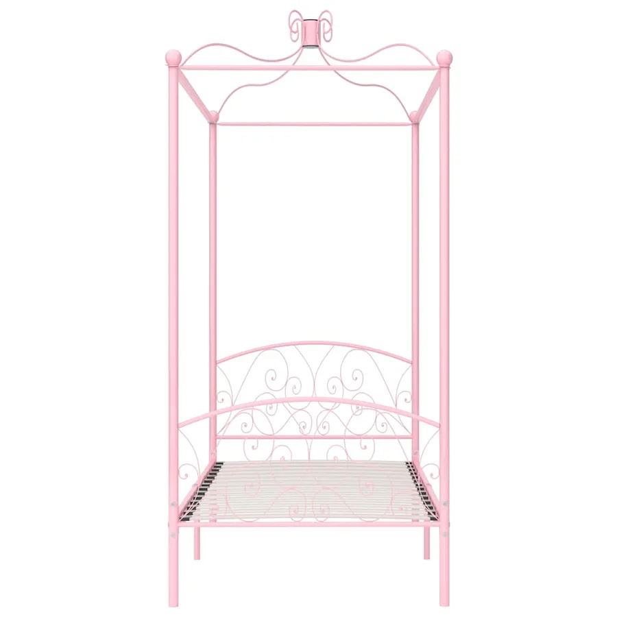 Cadre de lit à baldaquin sans matelas rose métal 100x200 cm - 3