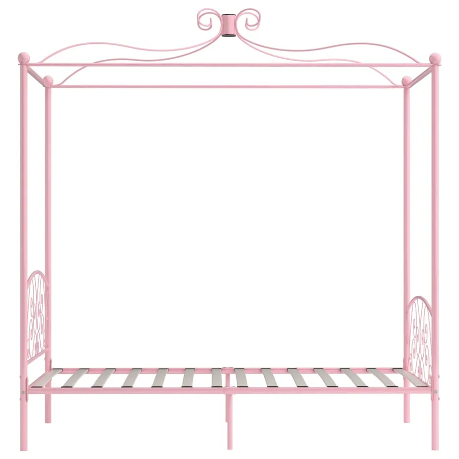 Cadre de lit à baldaquin sans matelas rose métal 100x200 cm - 4