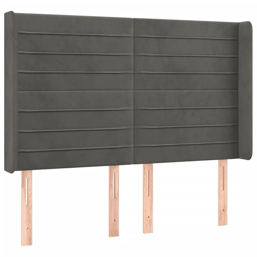 Tête de lit à LED Gris foncé 147x16x118/128 cm Velours - 3