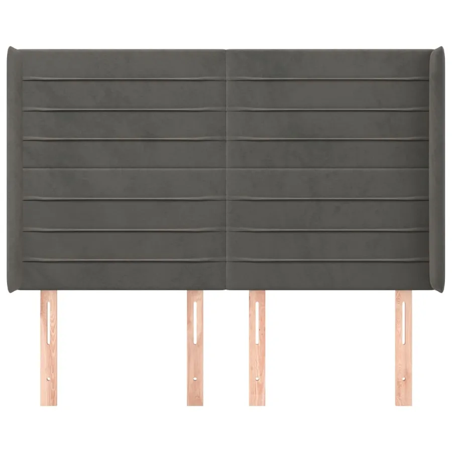 Tête de lit avec oreilles Gris foncé 147x16x118/128 cm Velours - 3