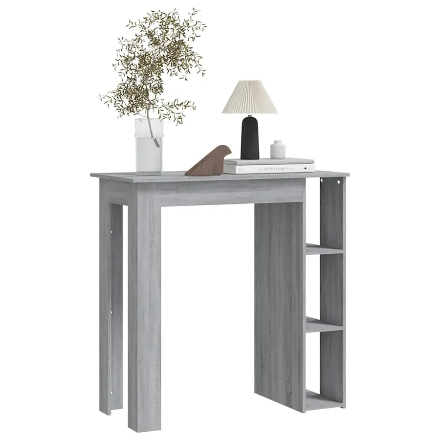 Table de bar avec étagère sonoma gris bois d'ingénierie - 5