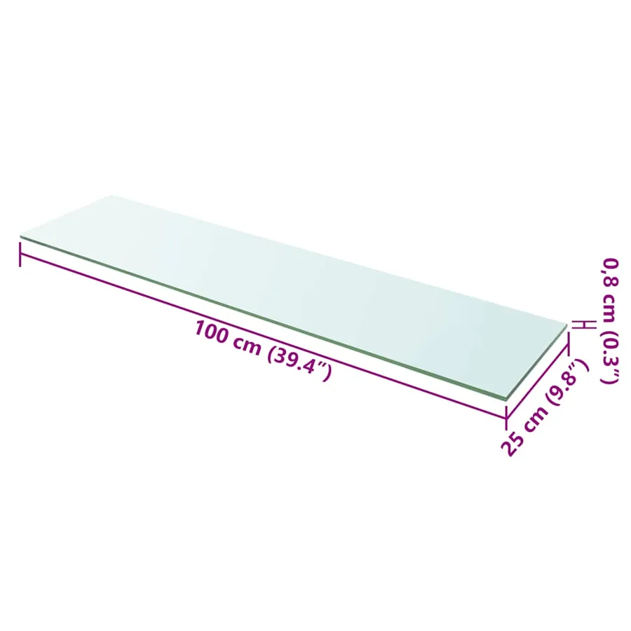 Panneau pour étagère Verre transparent 100 x 25 cm - 3