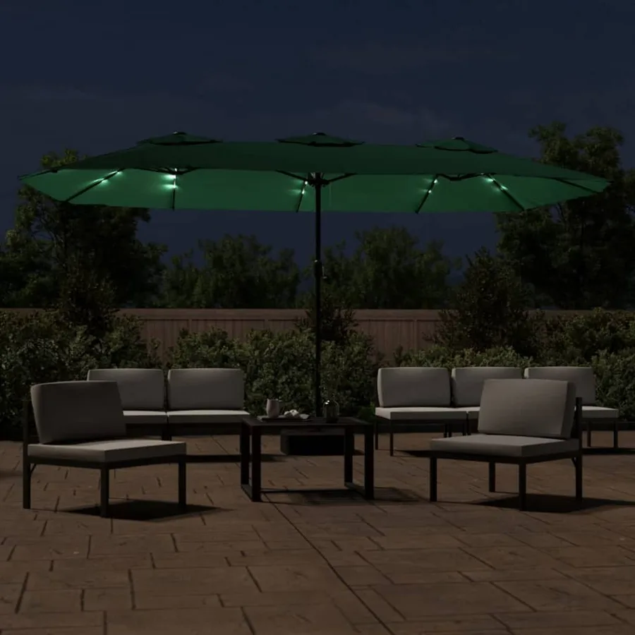 Parasol de jardin à double tête avec LED vert 449x265 cm - 3