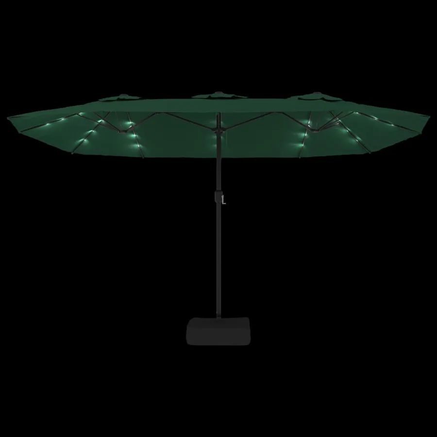 Parasol de jardin à double tête avec LED vert 449x265 cm - 6