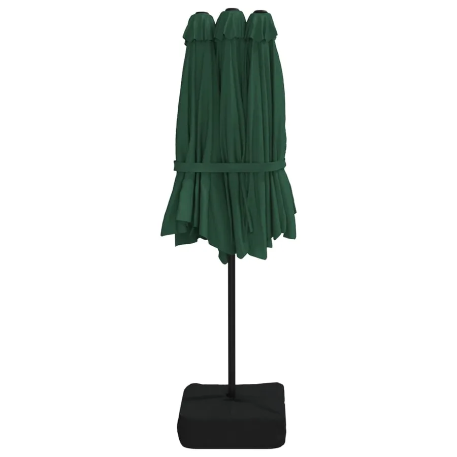 Parasol de jardin à double tête avec LED vert 449x265 cm - 7