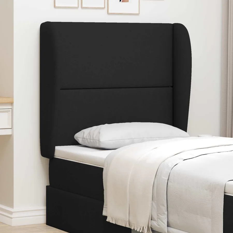 Oreille de tête de lit Noir 80 x 23 x 6 cm tissu