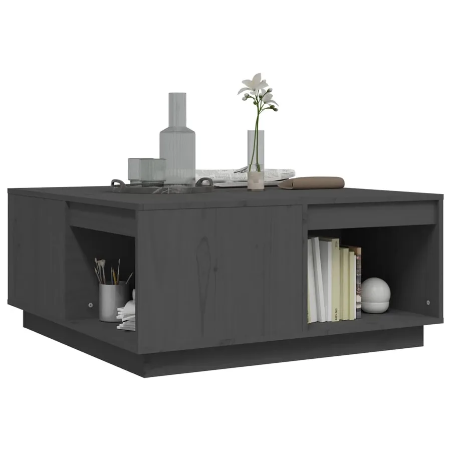 Table basse Gris 80x81x36,5 cm Bois massif de pin - 4