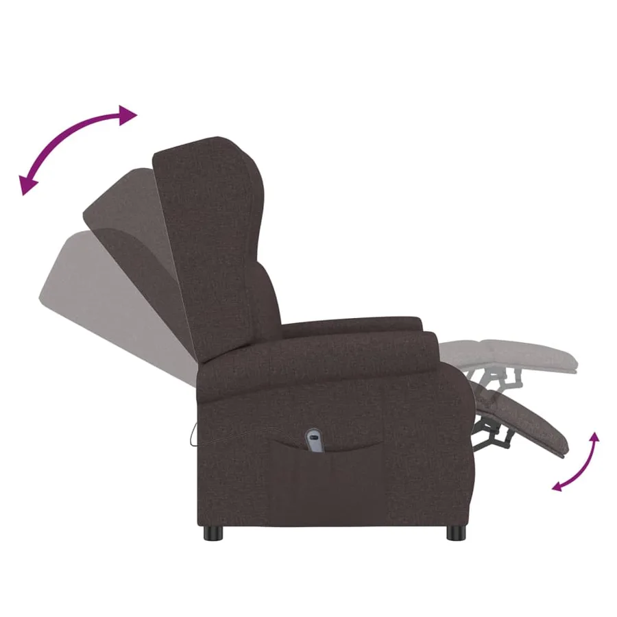 Fauteuil inclinable électrique à oreilles marron foncé tissu - 7