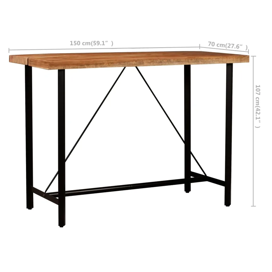 Ensemble de bar 7 pcs Bois solide et cuir véritable - 11