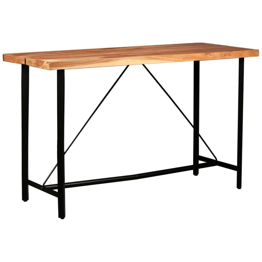 Ensemble de bar 7 pcs Bois solide et cuir véritable - 13