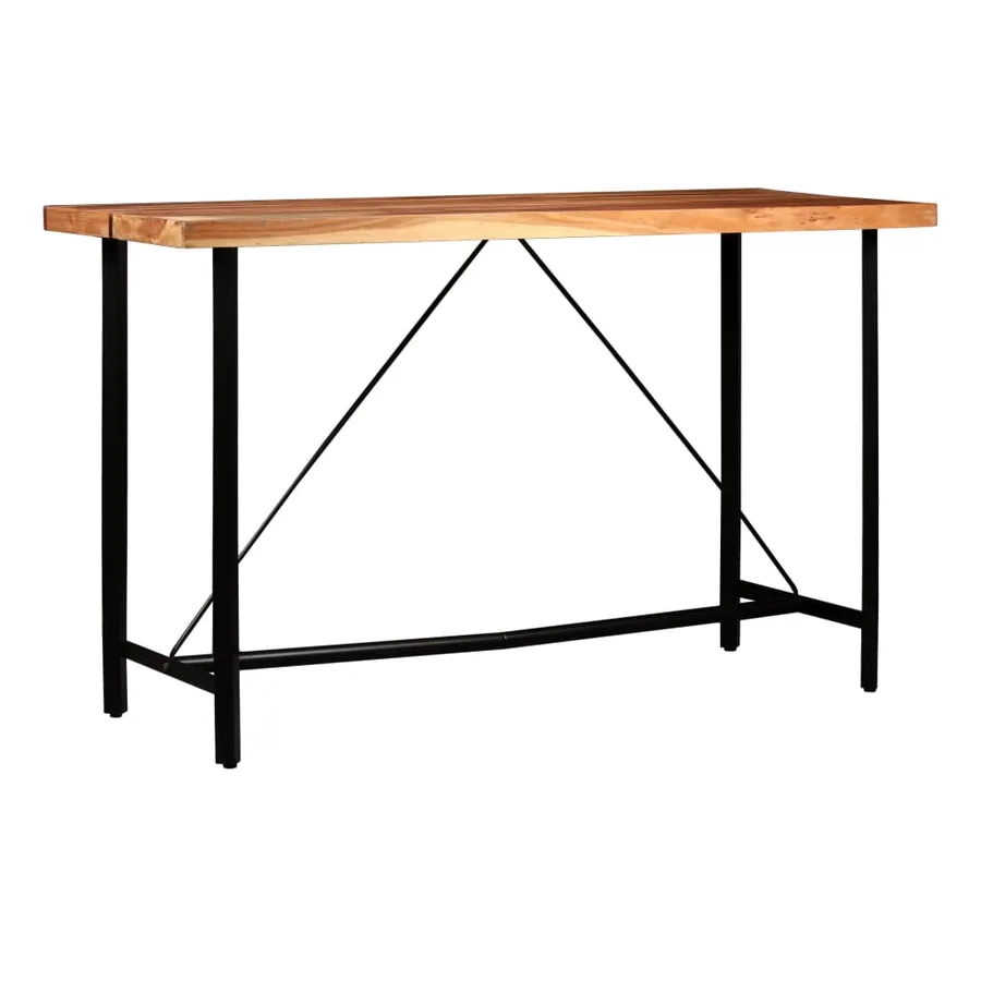 Ensemble de bar 7 pcs Bois solide et cuir véritable - 15