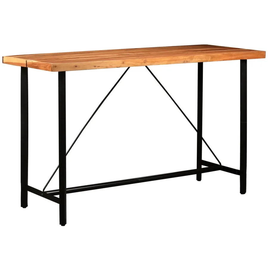 Ensemble de bar 7 pcs Bois solide et cuir véritable - 16