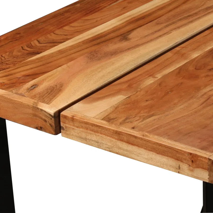 Ensemble de bar 7 pcs Bois solide et cuir véritable - 7