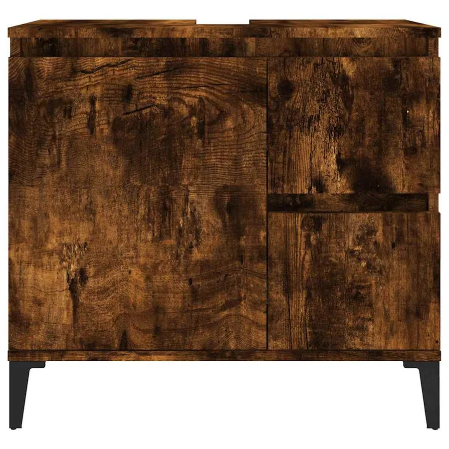 Armoire de bain chêne fumé 65x33x60 cm bois d'ingénierie - 7