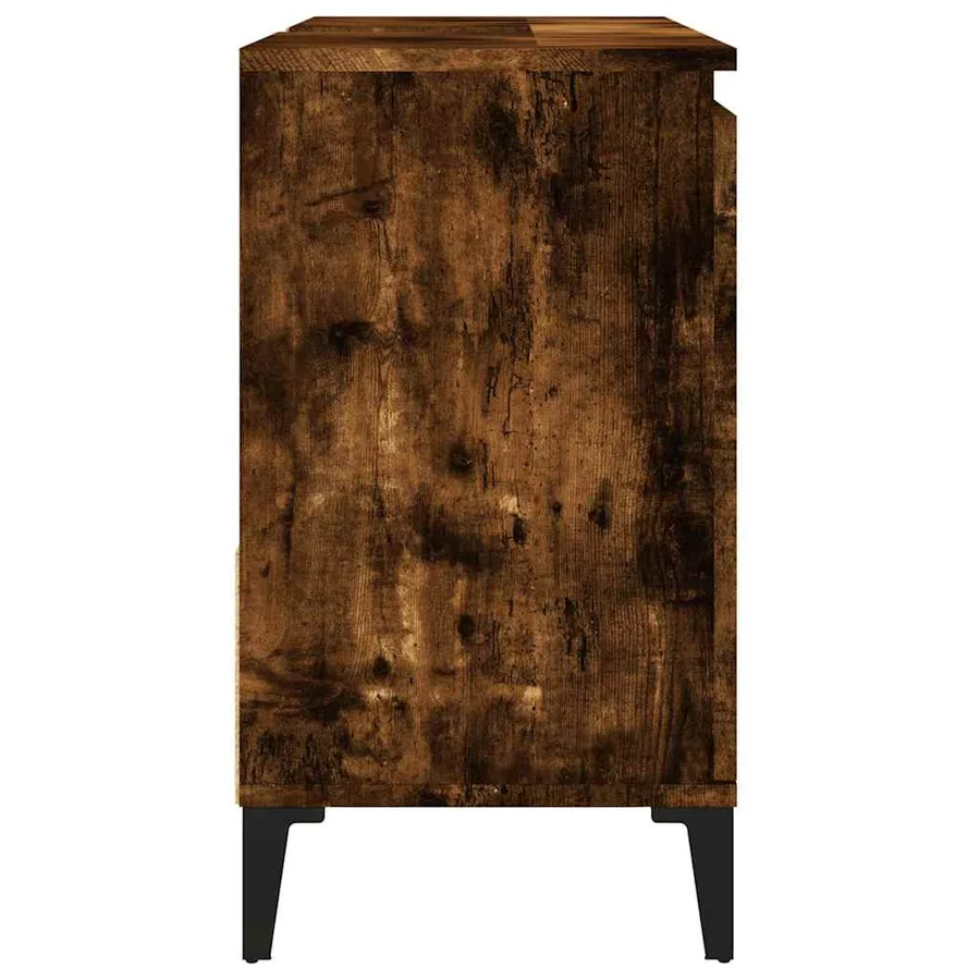 Armoire de bain chêne fumé 65x33x60 cm bois d'ingénierie - 8