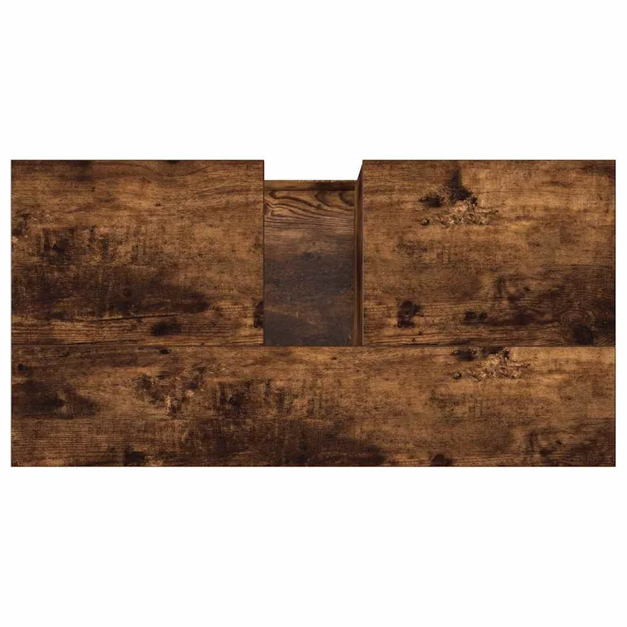 Armoire de bain chêne fumé 65x33x60 cm bois d'ingénierie - 9