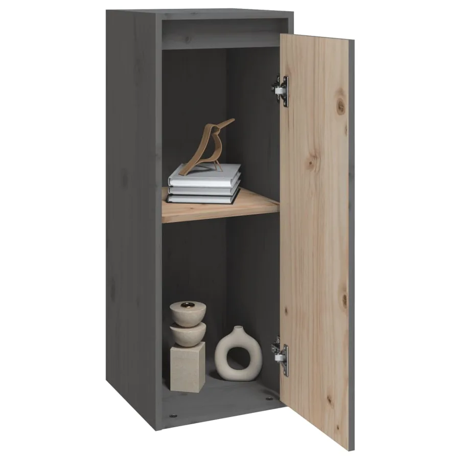 Armoire murale Gris 30x30x80 cm Bois de pin massif - 4
