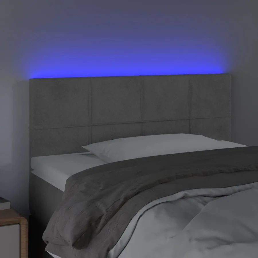 Tête de lit à LED Gris clair 90x5x78/88 cm Velours - 3