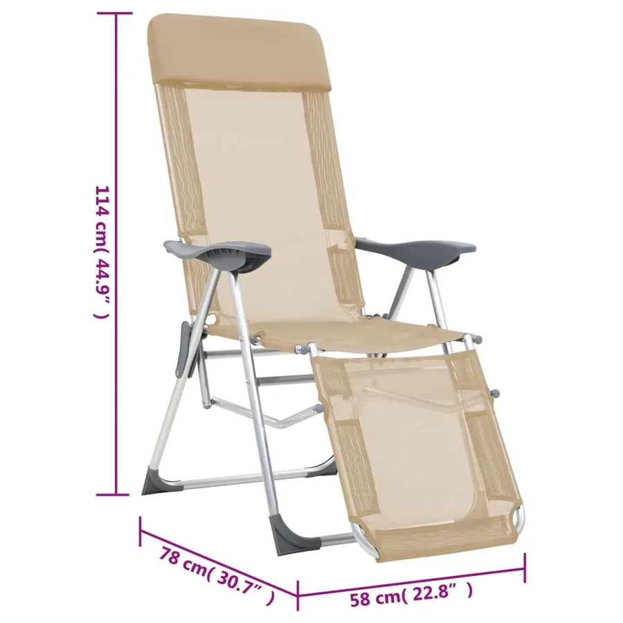 Chaises de camping pliantes et repose-pied lot de 2 textilène - 9