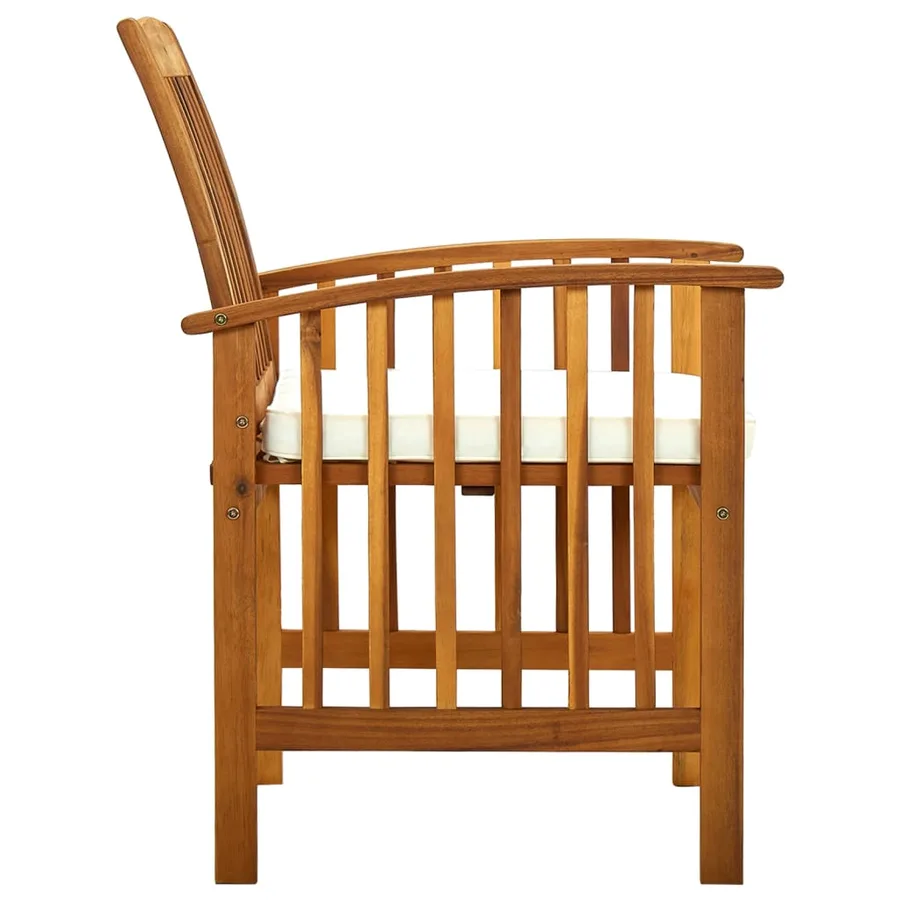 Chaises à manger de jardin lot de 2 et coussins acacia massif - 6