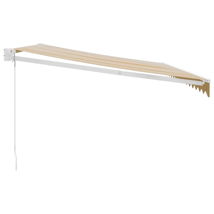 Auvent rétractable jaune et blanc 4,5x3 m tissu et aluminium - 4