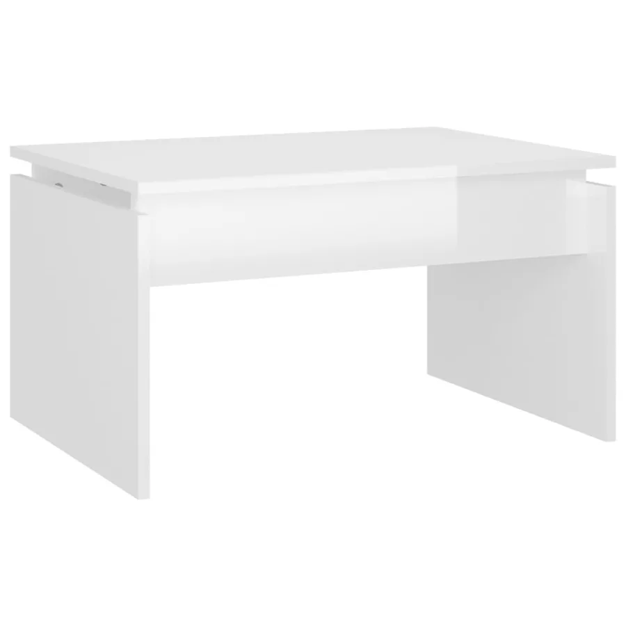 Table basse blanc brillant 68x50x38 cm bois d'ingénierie - 2