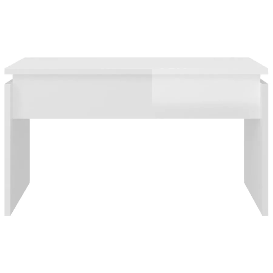 Table basse blanc brillant 68x50x38 cm bois d'ingénierie - 5