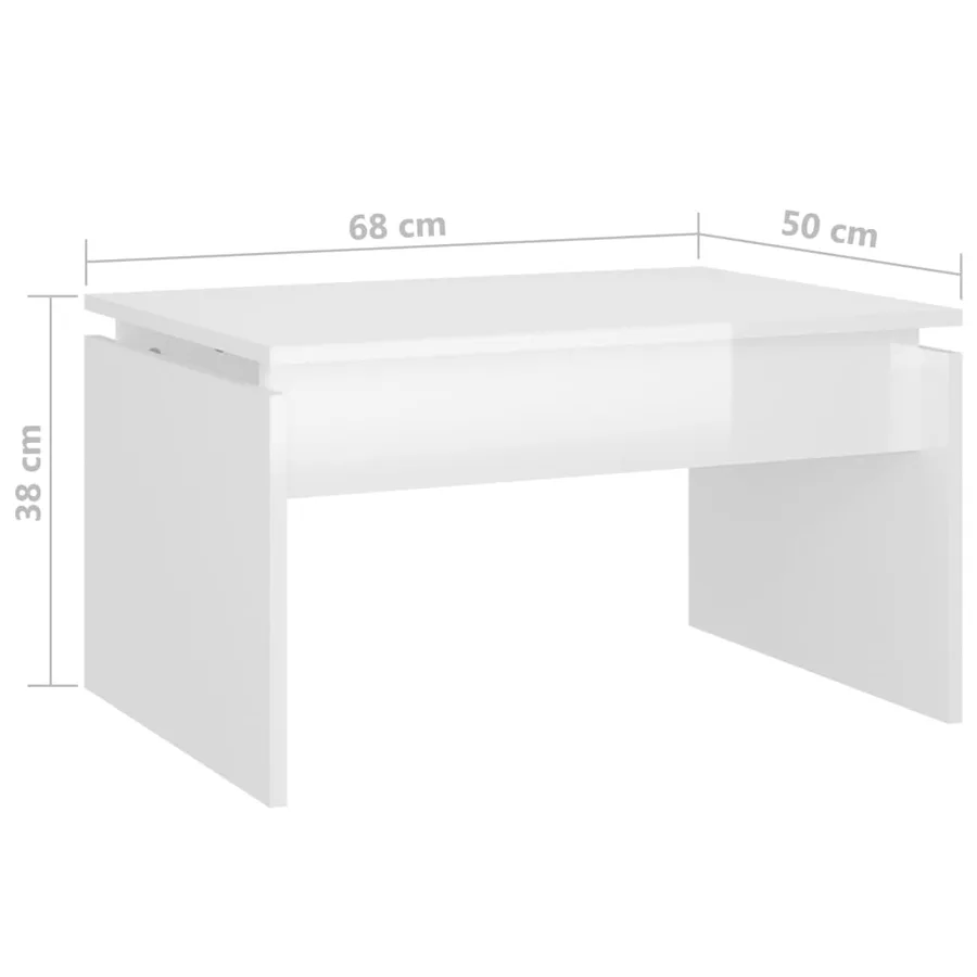 Table basse blanc brillant 68x50x38 cm bois d'ingénierie - 7