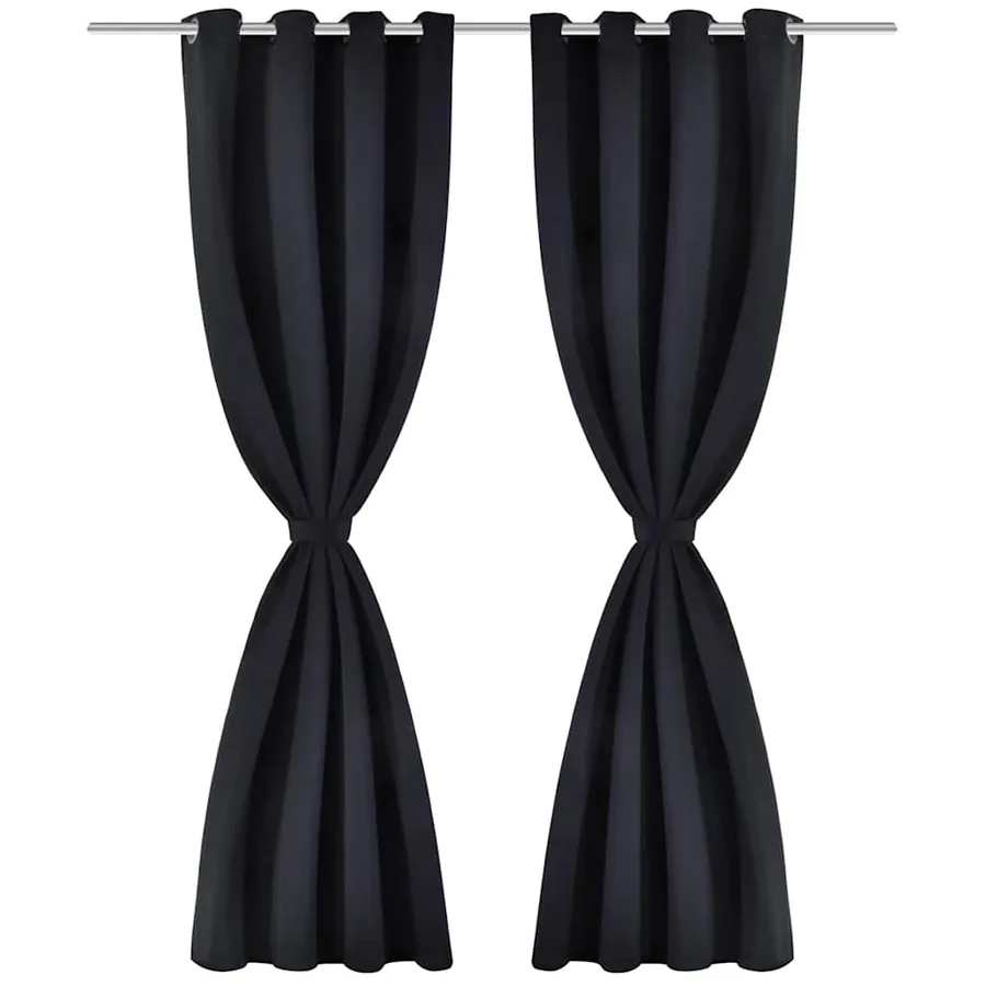 2 pcs Rideau Blackout Occultant Noir avec Œillets en métal 135x245cm - 2