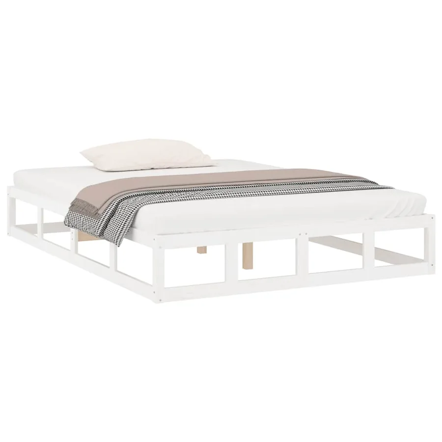 Cadre de lit sans matelas blanc 120x190 cm bois massif - 3