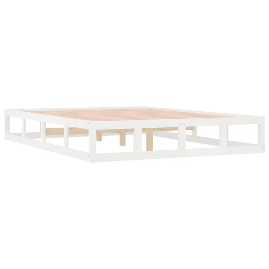 Cadre de lit sans matelas blanc 120x190 cm bois massif - 4